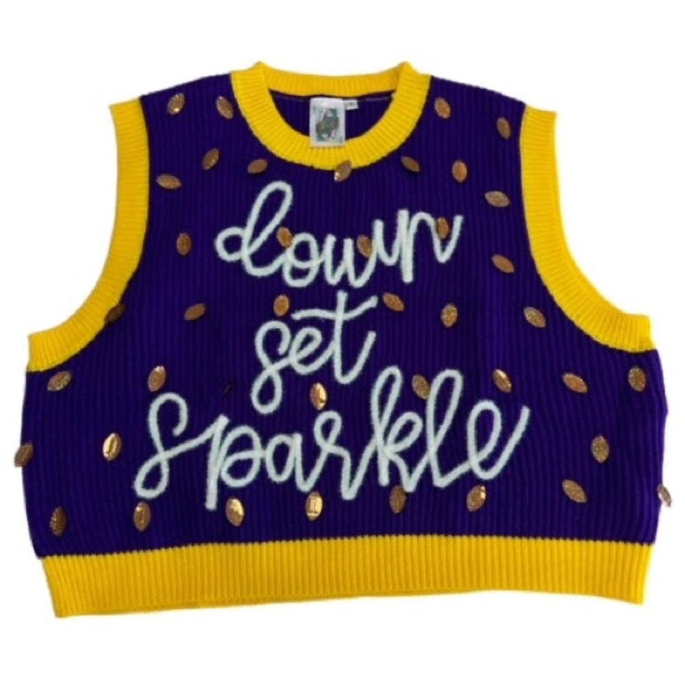 Queen of Sparkles Down, Set, Sparkle Sweater Vest - Purple And Yellow